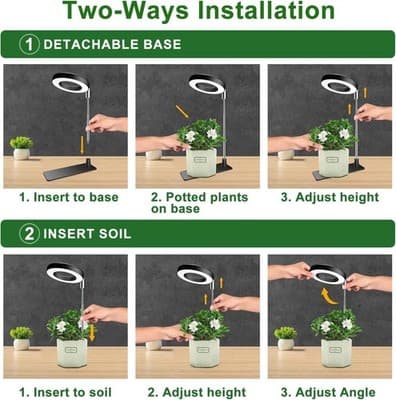 One Indoor Plant Grow Light Halo LED Adjustable Timer 10 Brightness Levels - Thumbnail 3