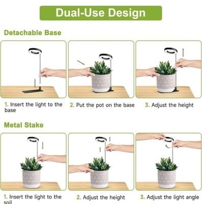 One Indoor Plant Grow Light Halo LED Adjustable Timer 10 Brightness Levels - Thumbnail 7