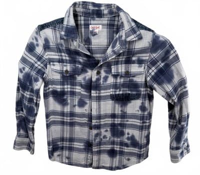 Cat & Jack Boys Blue White Tie-Dye Plaid Flannel Shirt Size S (6/7) - Thumbnail 7
