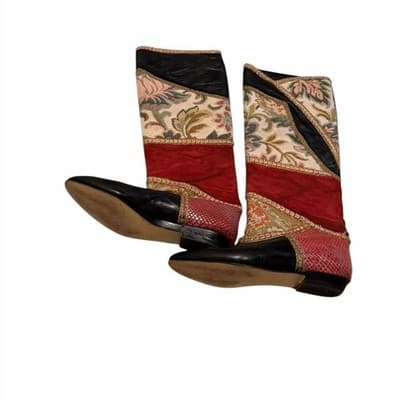 Raffaele Giardini Patchwork Leather Boots Vintage Designer Pointed Toe Statement - Thumbnail 5