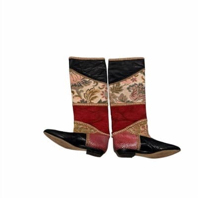 Raffaele Giardini Patchwork Leather Boots Vintage Designer Pointed Toe Statement - Thumbnail 3