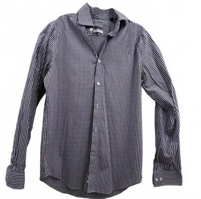 Michael Kors Mens Slim Fit Travel Stretch Gingham Shirt Burgundy - Thumbnail 3