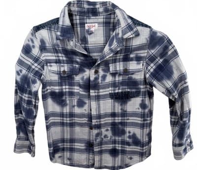 Cat & Jack Boys Blue White Tie-Dye Plaid Flannel Shirt Size S (6/7) - Thumbnail 8