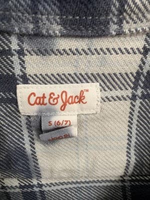 Cat & Jack Boys Blue White Tie-Dye Plaid Flannel Shirt Size S (6/7) - Thumbnail 4