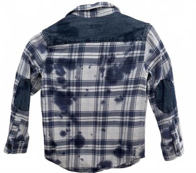 Cat & Jack Boys Blue White Tie-Dye Plaid Flannel Shirt Size S (6/7) - Thumbnail 5