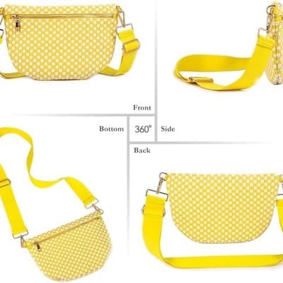 NEW!!! Yellow & White Woven Crossbody Bag — Vegan Leather - Thumbnail 5