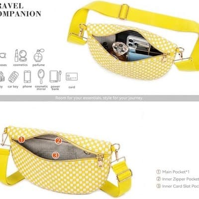 NEW!!! Yellow & White Woven Crossbody Bag — Vegan Leather - Thumbnail 4