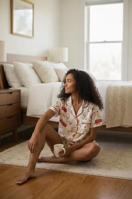 Custom Chick-fil-A Inspired Pajama Set Cream Size Small Cute - Thumbnail 6
