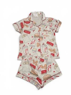 Custom Chick-fil-A Inspired Pajama Set Cream Size Small Cute - Thumbnail 4