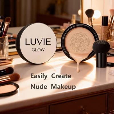 Luvie Glow 2026 Mushroom Air Cushion Foundation CC Cream 24HR Matte WARM