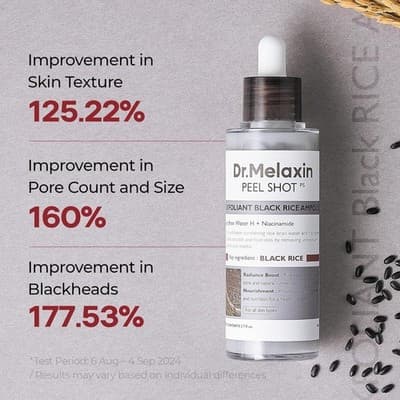 Dr. Melaxin Peel Shot Black Rice AHA BHA Niacinamide Exfoliating Serum 2.7oz