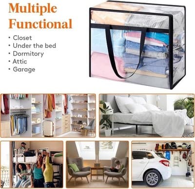 3-Clear PVC Storage Bag — Quilts Blankets Clothes - Thumbnail 2
