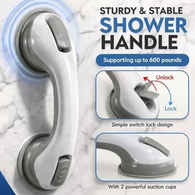 12 Inch Suction Grab Bar 2 Pack No Drill Shower Safety Handle Non Slip Grip - Thumbnail 5