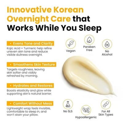 QUIA Kojic Acid Turmeric Overnight Wrapping Mask 75ml Brightening Skincare - Thumbnail 4