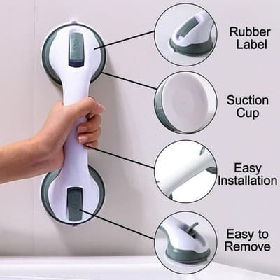 12 Inch Suction Grab Bar 2 Pack No Drill Shower Safety Handle Non Slip Grip - Thumbnail 4