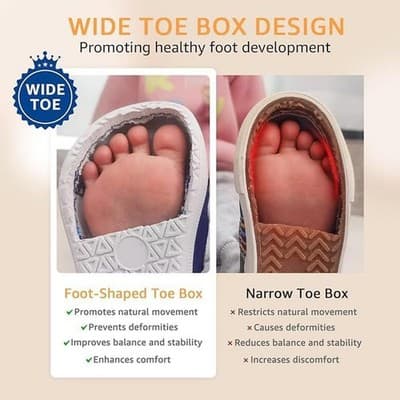 Toddler Blue Soft Sole Shoes with Wide Toe Box Size 7