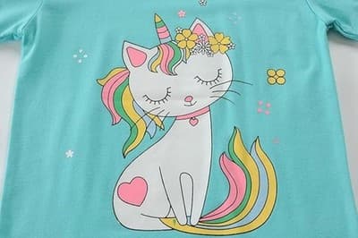 Kids Unicorn Print Pajama Set Blue Size Small Comfortable Sleepwear - Thumbnail 5