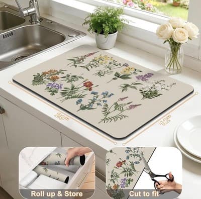 LOKHOM Spring Bloom Dish Drying Mat – Super Absorbent - Thumbnail 2