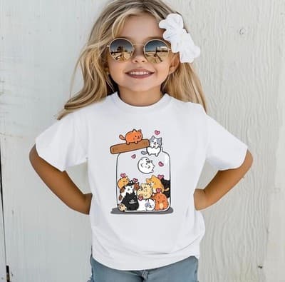 Cute Cat Graphic Tee (5–6Y) — Soft, Fun, Everyday Easy - Thumbnail 3