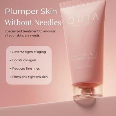 QUIA Collagen Night Wrapping Mask Hydrating Skin Care 75 ml Pink - Thumbnail 5