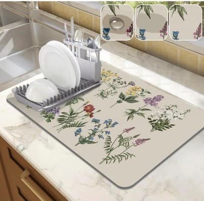 LOKHOM Spring Bloom Dish Drying Mat – Super Absorbent - Thumbnail 3