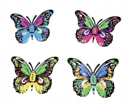 Colorful Decorative Butterfly Wall Art Set of 4 - Thumbnail 5
