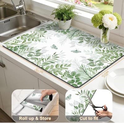 LOKHOM Spring Bloom Dish Drying Mat – Super Absorbent - Thumbnail 9