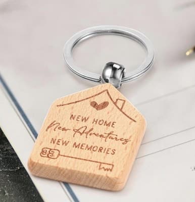 New Home Wooden House Keychain Bulk 20pc Realtor Closing Gift - Thumbnail 7