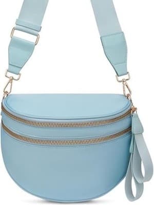 Sky Blue Bum Bag Crossbody for Women — Double Zip Adjustable Strap