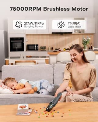 Ofuzzi Slim H7 Pro Cordless Rechargeable Handheld Vacuum — LED Light | Gray - Thumbnail 5