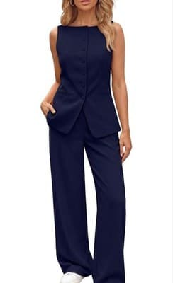 Sleeveless Vest Suit Set (BLUE) XL