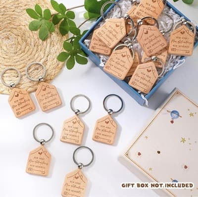New Home Wooden House Keychain Bulk 20pc Realtor Closing Gift - Thumbnail 6