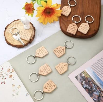 New Home Wooden House Keychain Bulk 20pc Realtor Closing Gift - Thumbnail 5