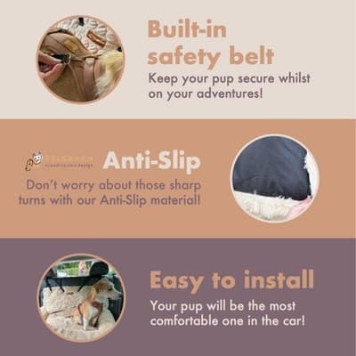 Pelsbarn XL Plush Dog Car Seat — Beige - Thumbnail 3