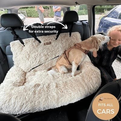 Pelsbarn XL Plush Dog Car Seat — Beige - Thumbnail 2