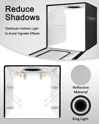 DUCLUS 16x16 Light Box Photography Studio 160 LED 6 Backdrop Product Photos - Thumbnail 6
