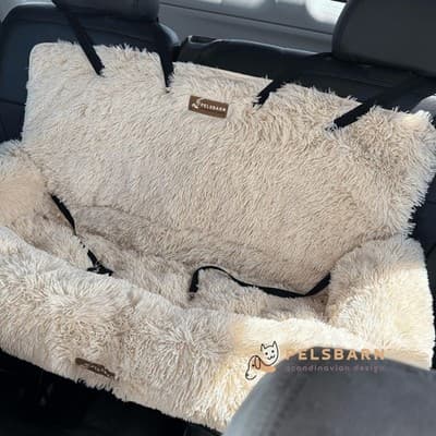 Pelsbarn XL Plush Dog Car Seat — Beige - Thumbnail 5