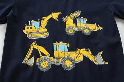 Boys Construction Vehicle Pajama Set Navy Blue Size 4T Comfortable Cotton - Thumbnail 2