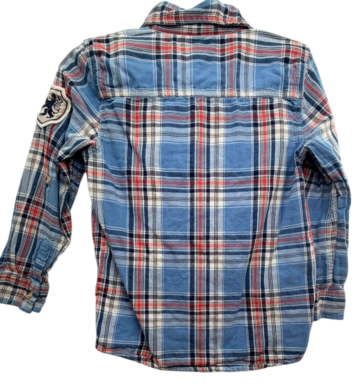 Joe Fresh Kids Blue Red Plaid Flannel Button Down Shirt Size S 6-7 - Thumbnail 6