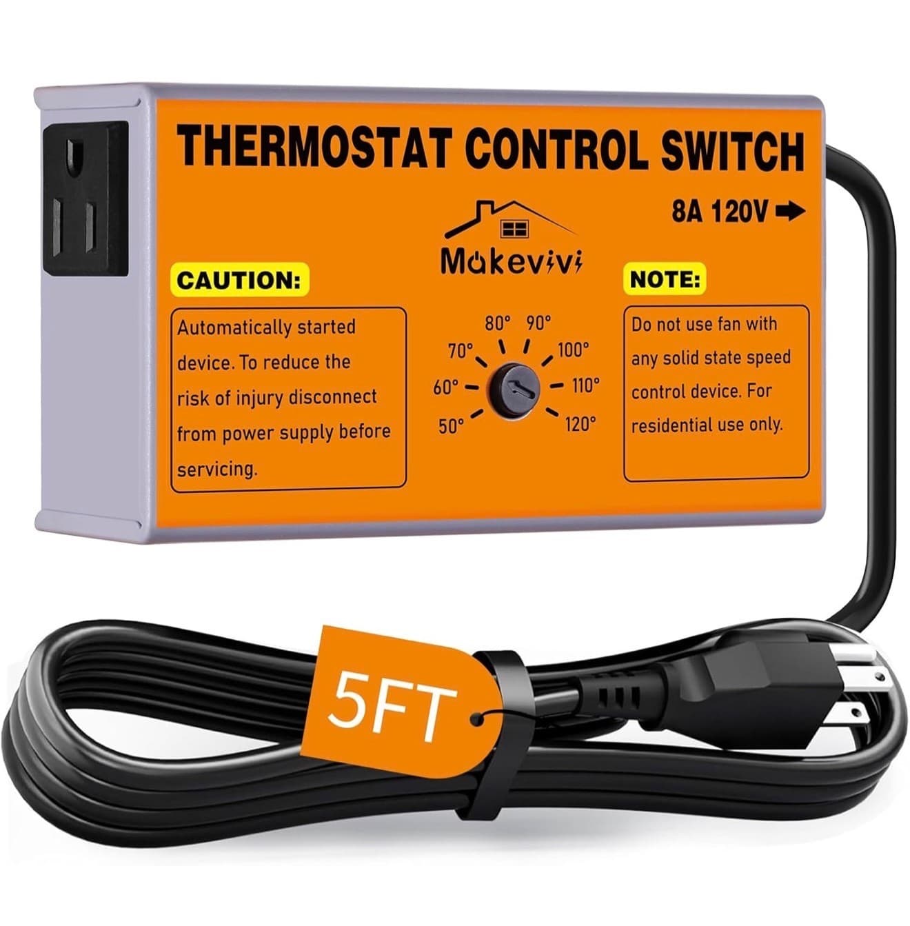 Adjustable Attic Fan Thermostat with Overload Protection - Easy Install Temperat - Thumbnail 6