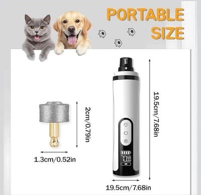 Silent Pet Nail Grinder USB Rechargeable Low Noise Trimmer - Thumbnail 6