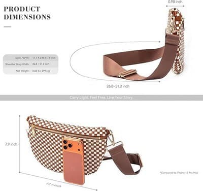 NEW!!! Caramel & White Woven Crossbody Bag — Vegan Leather - Thumbnail 5