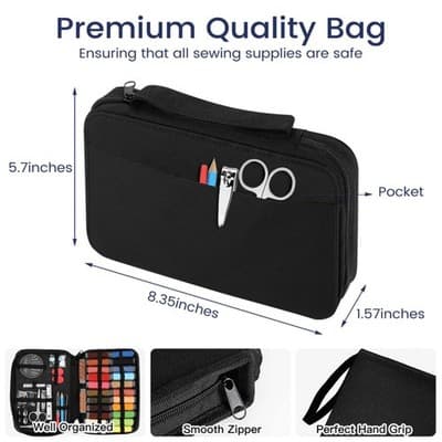 All-in-One Sewing Kit Case Complete Repair Set Home Travel Emergencies - Thumbnail 3