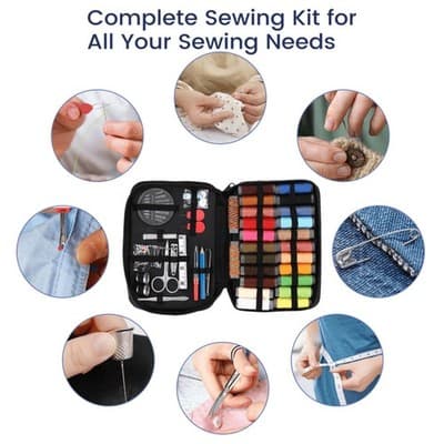 All-in-One Sewing Kit Case Complete Repair Set Home Travel Emergencies - Thumbnail 4