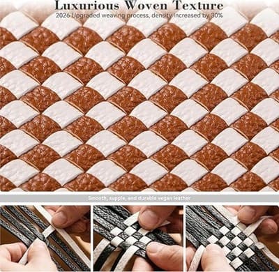 NEW!!! Caramel & White Woven Crossbody Bag — Vegan Leather - Thumbnail 4
