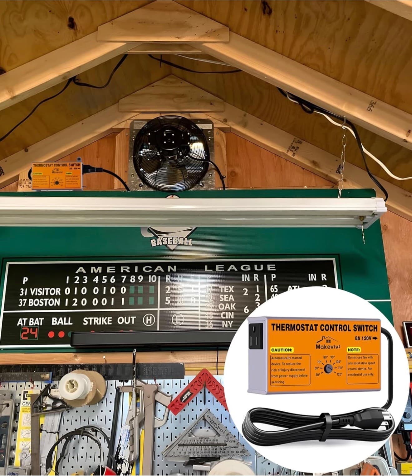 Adjustable Attic Fan Thermostat with Overload Protection - Easy Install Temperat - Thumbnail 3