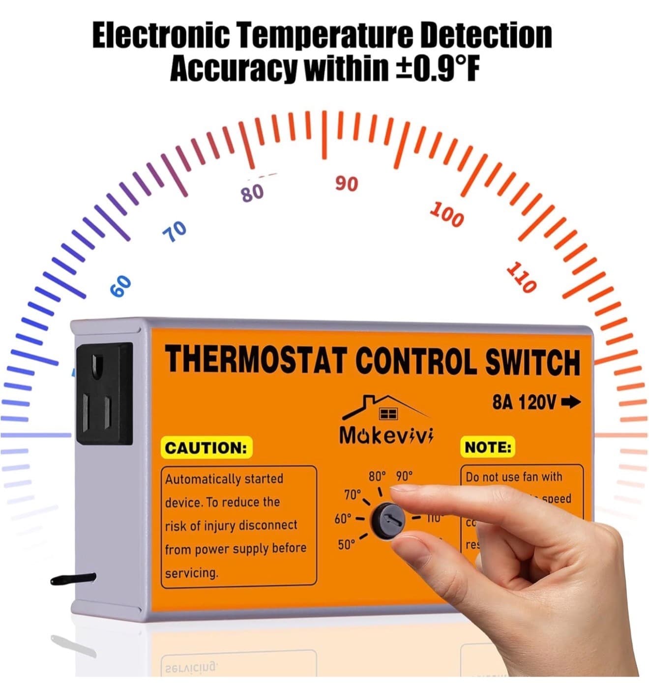 Adjustable Attic Fan Thermostat with Overload Protection - Easy Install Temperat - Thumbnail 4