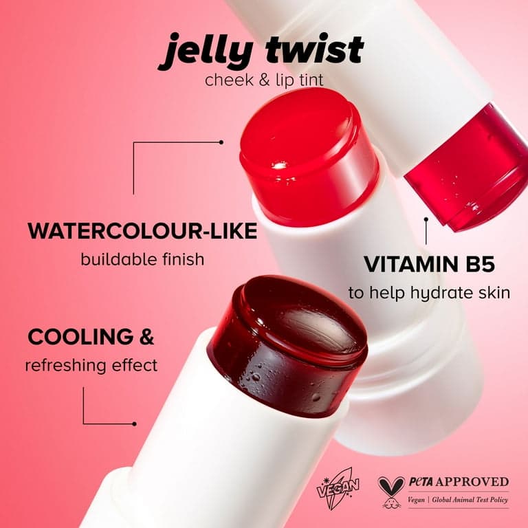 Lottie London Jelly Twist Lip & Cheek Stain, Berry - Thumbnail 2