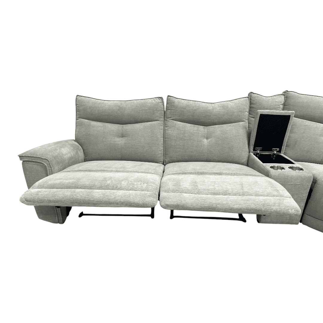 Latitude Run Achernar Modern & Contemporary Textured Fabric Double Reclining Sectional Sofa with Flexible 6-Piece Modular Design, Integrated Console with Stainless Steel Cupholders - Thumbnail 10