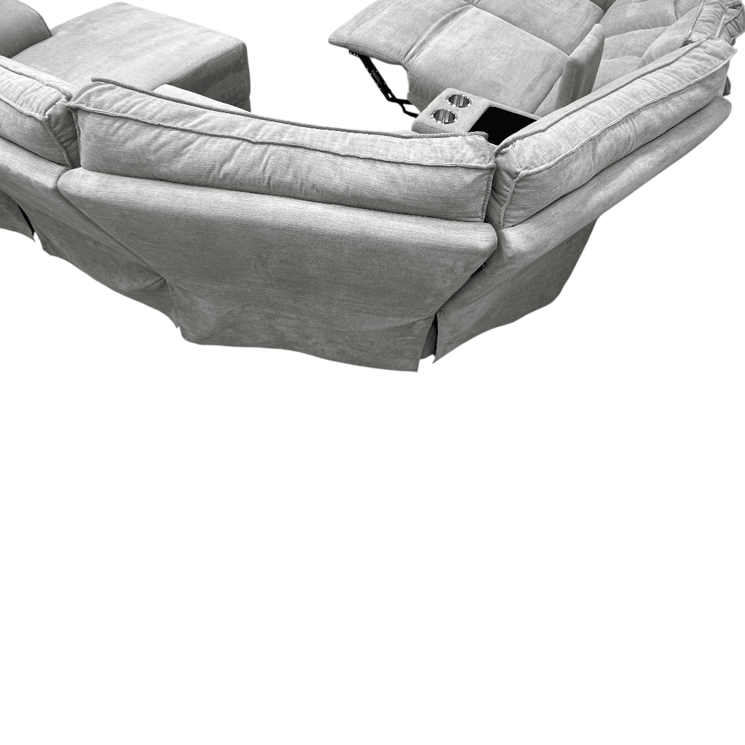 Latitude Run Achernar Modern & Contemporary Textured Fabric Double Reclining Sectional Sofa with Flexible 6-Piece Modular Design, Integrated Console with Stainless Steel Cupholders - Thumbnail 12
